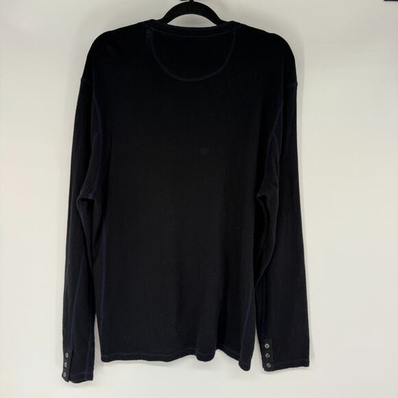Carbon2Cobalt Henley Shirt Mens L Black Pullover Long Sleeve Casual Button Cuff - Picture 2 of 6